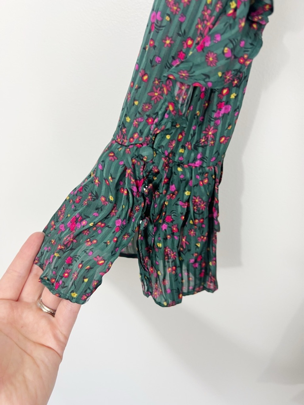 Free People Sweetest Thing Mini Dress in Green Pink Floral Size 4 - Picture 6 of 10
